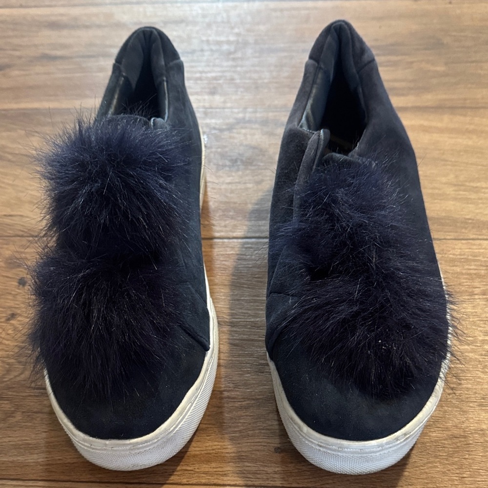 Sam Edelman Black Furry Slip-On Sneakers